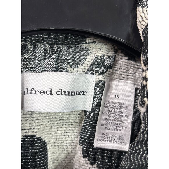 Alfred Dunner Womens Size 16 Jacket Blazer Full Zip Black White Floral Textured - Picture 3 of 3